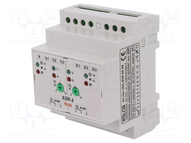 AUTOMATIC BACKUP SWITCH CONTROLLER - FOR DIN RAIL MOUNTING - Valvontareleet - SZR-2 - 1