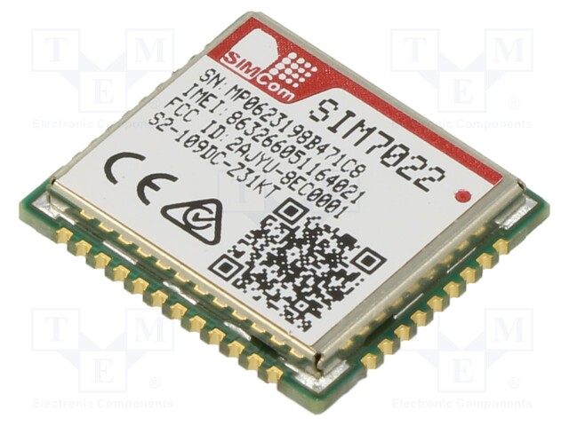 MODUULI: LTE - DOWN: 127KBPS - UP: 159KBPS - SMD - LTE CAT.NB2 - M2M (GPRS/HSPA/LTE) moduulit - SIM7022 - 1