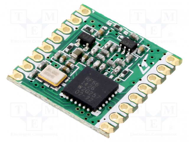 MODUULI: RF - FM-LÄHETIN - FSK,GFSK,GMSK,MSK,OOK - 868MHZ - 20DBM - SMD - RF moduulit - RFM66W-868S2 - 1