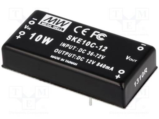 DC/DC MUUNNIN - 10W - TULOJÄNNITE 36÷72VDC - LÄHTÖJÄNNITE 12VDC - ILÄH: 840MA - 2"X1" - DC/DC muuntimet - SKE10C-12 - 1