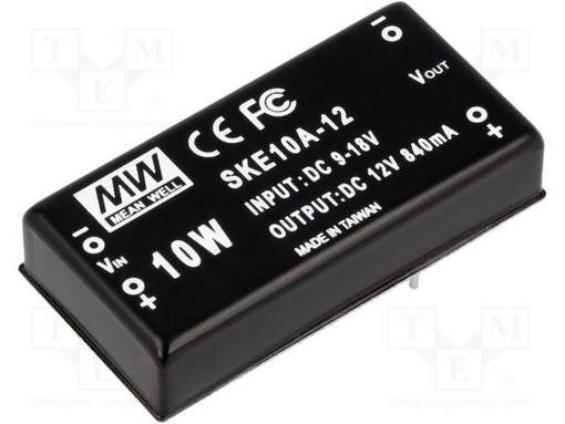 DC/DC MUUNNIN - 10W - TULOJÄNNITE 9÷18V - LÄHTÖJÄNNITE 12VDC - ILÄH: 840MA - 2"X1" - THT - DC/DC muuntimet - SKE10A-12 - 1