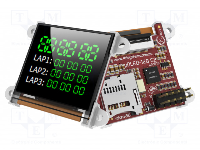 OLED NÄYTTÖ - 1,5" - 128X128 - KOOT: 45,5X36X13,7MM - 3,3VDC,5VDC - Älykkäät näytöt - UOLED-128G2 - 1