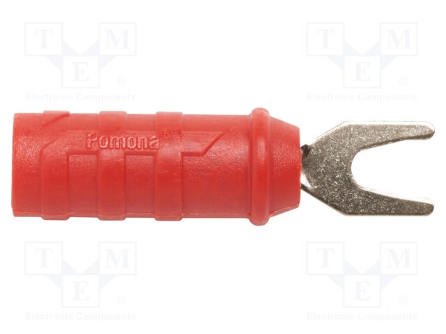 LABORATORY CONNECTOR: FORK TERMINALS - PLUG - 15A - PUNAINEN - ØMAX: 6.6MM - Haarukkaliittimet - POM-1614A-2 - 1