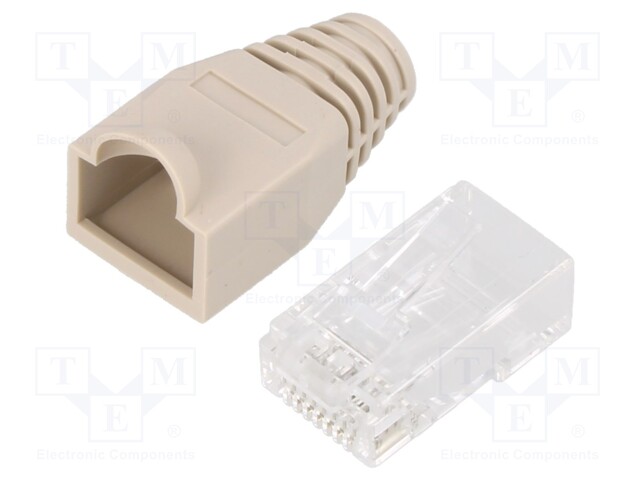 LIITIN: RJ45 - PISTOKE - CAT: 6A - KULLATTU - 8P8C - JOHTOON - SUORA - UROS - RJ liittimet - LOG-MP0072 - 1