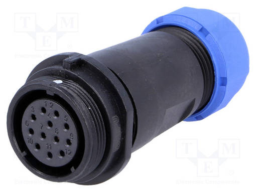 NAARASLIITIN - PIN: 12 - IP68 - SP21 - 7÷12MM - 5A - WEIPU liittimet - SP2111S12 - 1