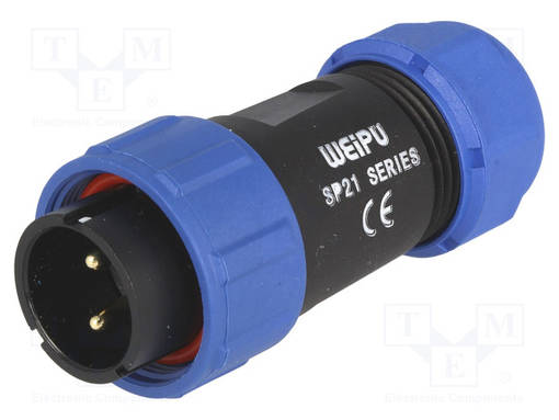 UROSLIITIN - PIN: 2 - IP68 - SP21 - 7÷12MM - 30A - 500V - WEIPU liittimet - SP2110P2 - 1