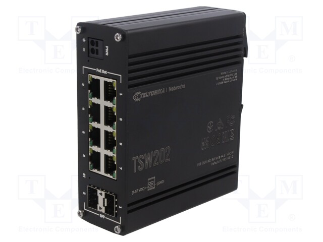 SWITCH POE ETHERNET - HALLITTU - PORTTIEN LUKU: 10 - 7÷57VDC - TSW - Teollisuusverkot - TSW202 - 1