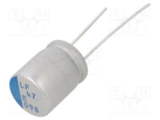KONDENSAATTORI: POLYMEERI-LOW ESR - 47UF - 25VDC - ESR:OHM - PLF - THT-hybridikondensaattorit - PLF1E470MDO2 - 1