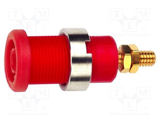 LABORATORY CONNECTOR: 4MM BANANA - SOCKET - 1KV - 36A - PUNAINEN - 34MM - Banaanijatkoliittimet - POM-72912-2 - 1