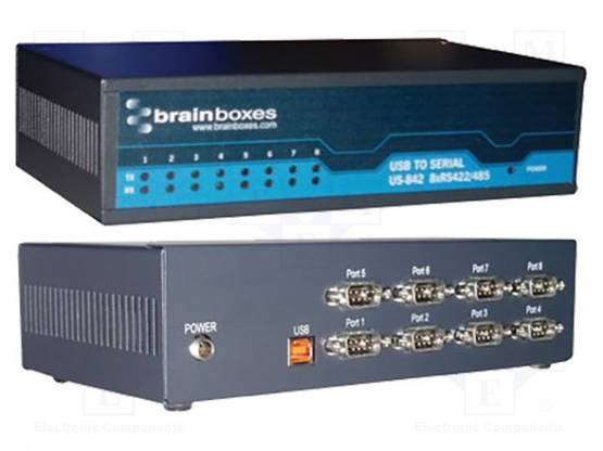 MUUTTAJA - RS422/485/USB - PORTTIEN LUKU: 8 - IP30 - 215X122,5X57MM - Teollisuusverkot - US-842 - 1