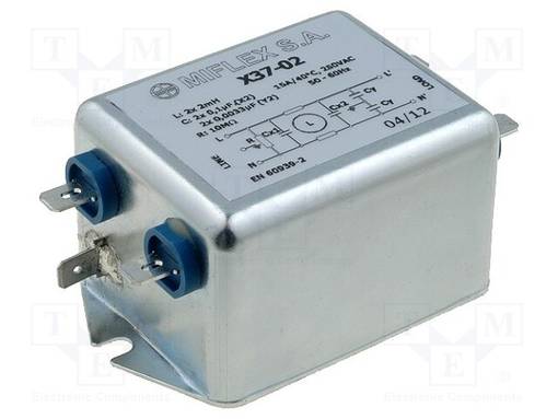 SUODATIN: HÄIRIÖSUOJA-250VAC - CX: 100NF - CY: 3,3NF - 2MHOHM - 15A - Häiriönpoistosuotimet - X37-02 - 1