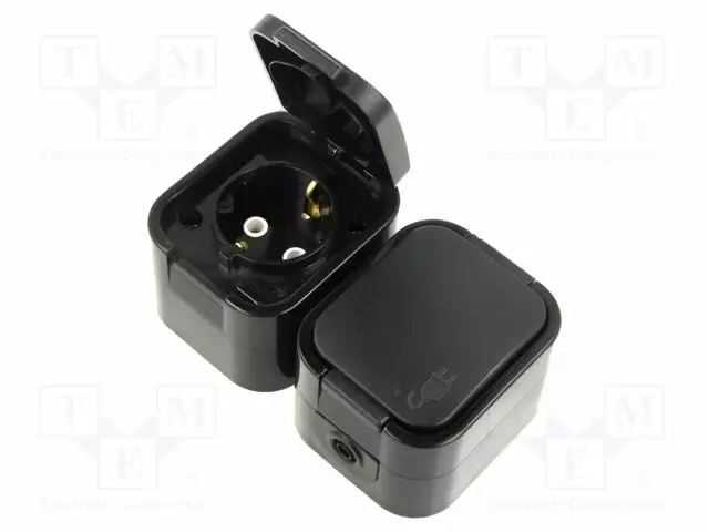 AC LIITIN-PISTORASIA - 2P+PE - 250VAC - 16A - HARMAA - PIN: 3 - AC liittimet ja rungot - ABEX-9001622 - 1