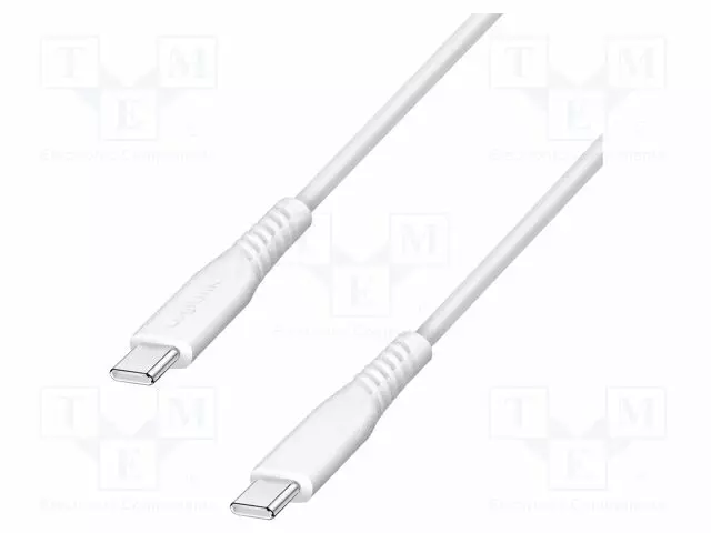 KAAPELI - USB 2.0 - USB C PISTOKE,MOLEMMIN PUOLIN - 1M - VALKOINEN - USB kaapelit ja adapterit - CU0262 - 1