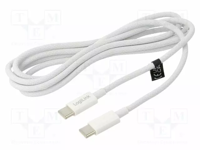 KAAPELI - USB 2.0 - USB C PISTOKE,MOLEMMIN PUOLIN - 1,5M - VALKOINEN - USB kaapelit ja adapterit - CU0342 - 1