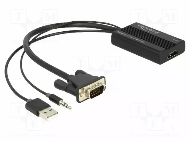 ADAPTERI - FULL HD 1080P - 0,25M - MUSTA - MUSTA - HDMI, DVI, DisplayPort johdot - DELOCK-64172 - 1