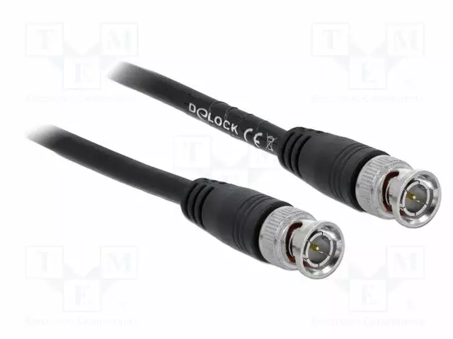 KAAPELI - 2M - BNC-UROS-MOLEMMIN PUOLIN - MUSTA - ØJOH: 6,1MM - 75OHM - Antennijohdot - DELOCK-80082 - 1