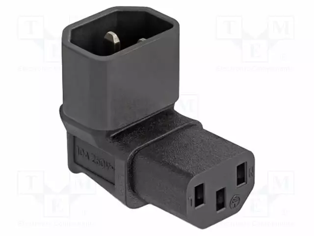 IEC C13 NAARAS-IEC C14 UROS-KULMA- 10A - 250V - Tietokone- ja  laitejohdot - DELOCK-80472 - 1