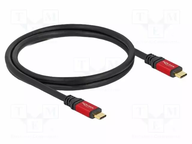 KAAPELI - USB C PISTOKE,MOLEMMIN PUOLIN - KULLATTU - 0,8M - MUSTA - USB kaapelit ja adapterit - DELOCK-80652 - 1