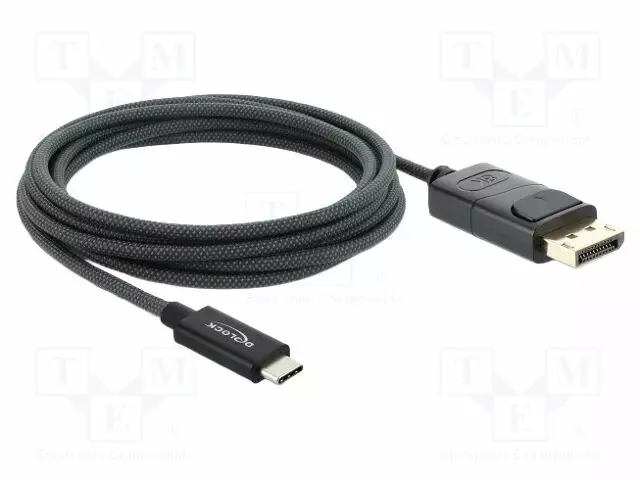 KAAPELI - DISPLAYPORT-PISTOKE,USB C PISTOKE - TEKSTIILI - PIT: 2M - HDMI, DVI, DisplayPort johdot - DELOCK-81702 - 1