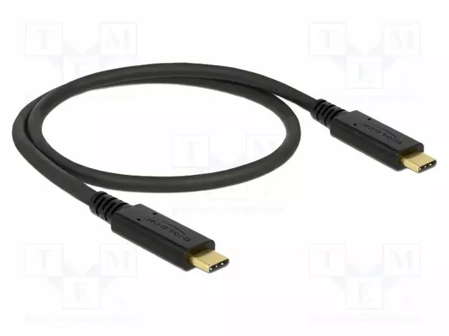 KAAPELI - USB C PISTOKE,MOLEMMIN PUOLIN - 0,5M - MUSTA - 24AWG,32AWG - USB kaapelit ja adapterit - DELOCK-83042 - 1