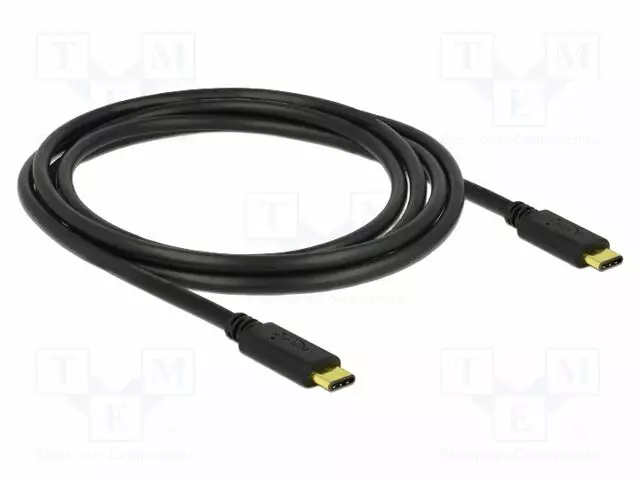 KAAPELI - USB 2.0 - USB C PISTOKE,MOLEMMIN PUOLIN - 2M - MUSTA - 3A - USB kaapelit ja adapterit - DELOCK-83332 - 1