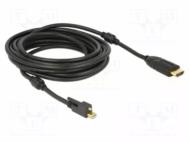 KAAPELI - HDMI-PISTOKE,MINI DISPLAYPORT-PISTOKE - PIT: 5M - MUSTA - HDMI, DVI, DisplayPort johdot - DELOCK-83732 - 1