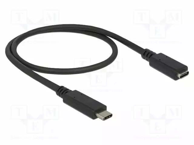 KAAPELI - USB C RASIA,USB C PISTOKE - 0,5M - MUSTA - HDCP,HDR - 10GBPS - USB kaapelit ja adapterit - DELOCK-85532 - 1