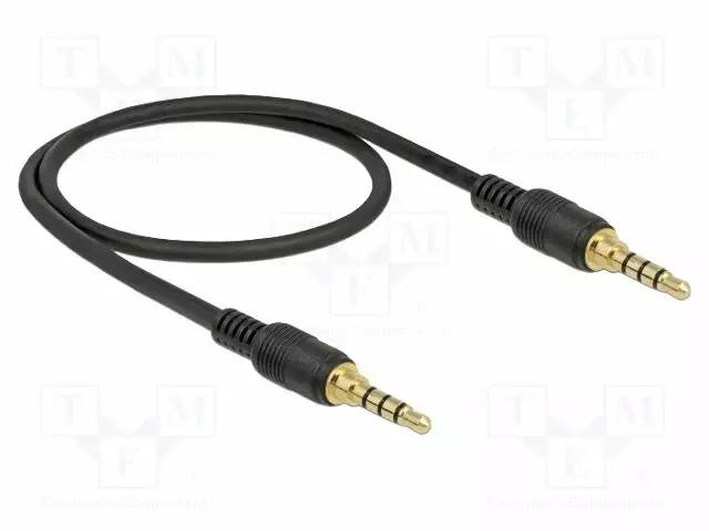 KAAPELI - JACK 3,5MM 4PIN PISTOKE,MOLEMMIN PUOLIN - 0,5M - MUSTA - Muut audio-videokaapelit - DELOCK-85592 - 1