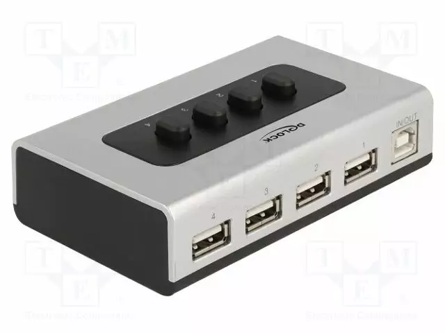 SWITCH - USB 2.0 - MUSTA,HARMAA - MUOVI - OMINAISUUDET: HOT-PLUG,PNP - USB kaapelit ja adapterit - DELOCK-87762 - 1
