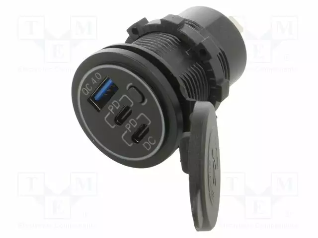 USB VIRTALÄHDE - USB A RASIA,USB C RASIA X2 - MUSTA - Autopistokelaturit ja virtalähteet - ESOL-45042 - 1