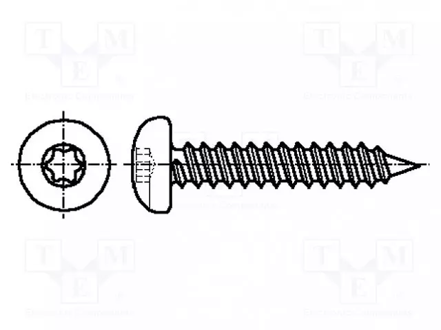 RUUVI - 6,3X19 - PÄÄ: VALSSATTU - TORX® - TX30 - RUOSTUMATON TERÄS A2 - Ruuvit - muut - K6.3X1914585C-A2 - 1