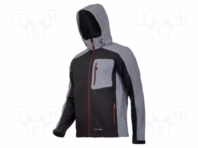 SOFT-SHELL JACKET - SIZE: M - MUSTA-GREY - WITH A HOOD - 310G/M2 - Työ- ja suojavaatteet - LAHTI-L4091602 - 1