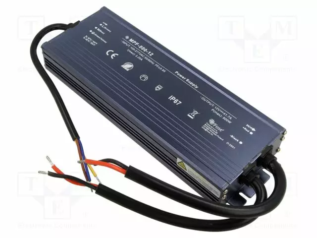 VIRTALÄHDE: IMPULSSI - LED,ULKOKÄYTTÖÖN - 500W - IP67 - 272X92X38MM - LED teholähteet - MPF-500-12 - 1