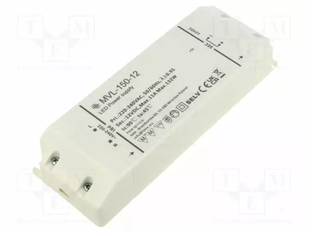 VIRTALÄHDE: IMPULSSI - LED - 132W - IP20 - 180X63X31MM - 92% - 200÷240V - LED teholähteet - MVL-150-12 - 1