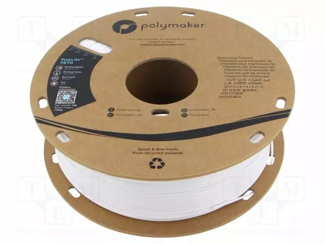 3D FILAMENTTI PET-G - 1,75MM - VALKOINEN - 230÷240°C - 1KG - POLYLITE™ - 3D Filamentit - PB01002 - 1