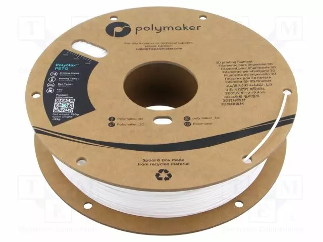 3D FILAMENTTI PET-G TOUGH - 1,75MM - VALKOINEN - 230÷240°C - 750G - 3D Filamentit - PB02002 - 1