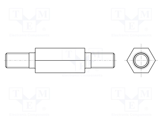 KOROTUSRUUVI - 9MM - ULKOKIERRE: M3 - KUUSIKULMAINEN - Metalliset korotusruuvit ja -holkit - R30-4000902 - 1