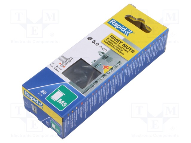 NIITTIMUTTERI - M5 - TERÄS - 0,5÷2,5MM - PÄÄ: LITTEÄ - 20KPL - SARJA: PORA - Mutterit - RAP-5000672 - 1
