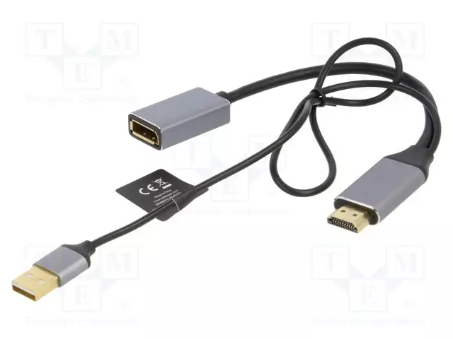 ADAPTERI - DISPLAYPORT-PISTORASIA,HDMI-PISTOKE,USB A PISTOKE - HDMI, DVI, DisplayPort johdot - A-HDMIM-DPF-02 - 1