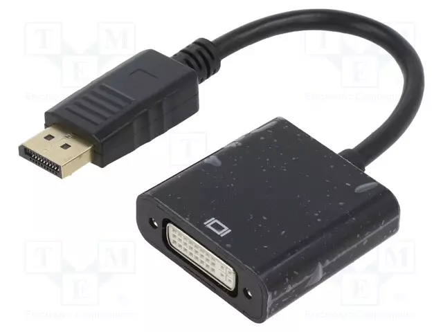 ADAPTERI - DISPLAYPORT 1.1 - 0,1M - TUKI: 1080P,FULLHD - MUSTA - HDMI, DVI, DisplayPort johdot - A-DPM-DVIF-002 - 1