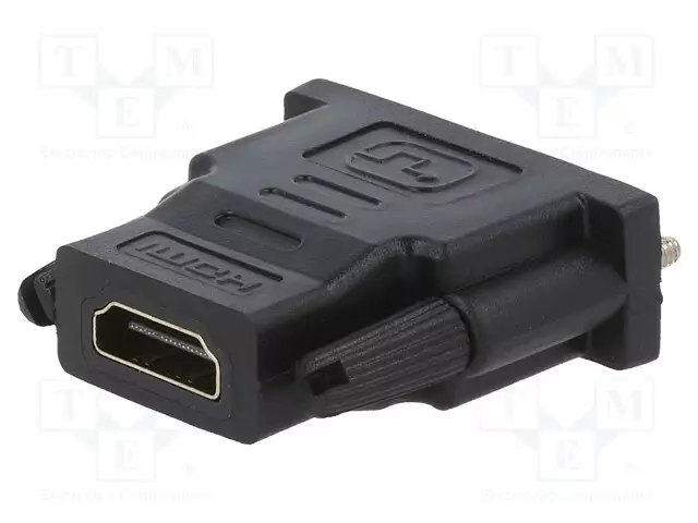 ADAPTERI - DVI-D (18+1) PISTOKE,HDMI-PISTORASIA - MUSTA - HDMI, DVI, DisplayPort johdot - A-HDMI-DVI-2 - 1