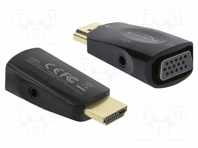 ADAPTERI - FULL HD 1080P - MUSTA - HDMI, DVI, DisplayPort johdot - DELOCK-61082 - 1