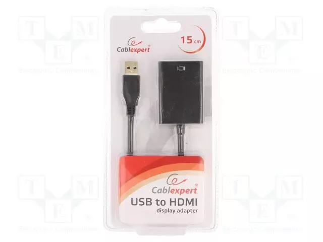 ADAPTERI - USB 3.0 - HDMI-PISTORASIA,USB A PISTOKE - 0,15M - MUSTA - USB kaapelit ja adapterit - A-USB3-HDMI-02 - 1