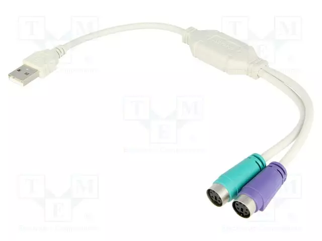 ADAPTERI USB-PS2 - PS/2 PISTORASIA X2,USB A PISTOKE - Tietokonekaapelit ja -adapterit - A-USB-PS2 - 1
