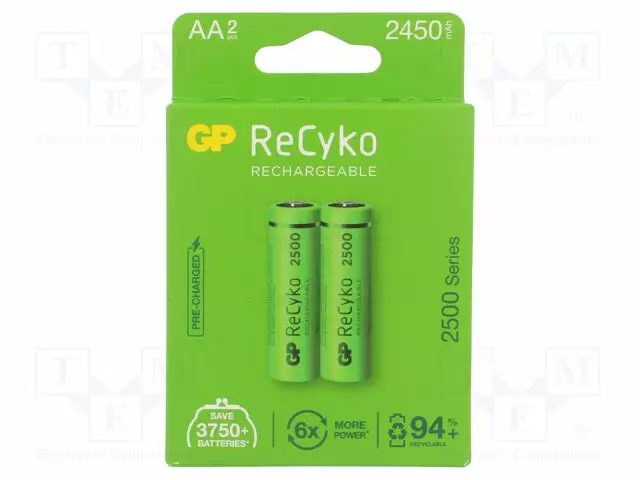 AKKU: NI-MH - AA - 1,2V - 2450MAH - RECYKO - KUPLAPAKKAUS - READY2USE - Akut - ACCU-250AAHC-2EB2 - 1