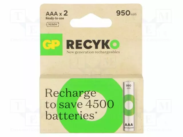 AKKU: NI-MH - AAA,R3 - 1,2V - 950MAH - RECYKO - KUPLAPAKKAUS - READY2USE - Akut - ACCU-R31000REGPB2 - 1