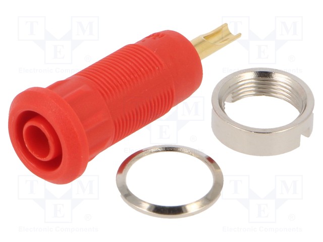 LABORATORY CONNECTOR: 2MM BANANA - SOCKET - OVERALL LEN: 29MM - PUNAINEN - Banaanijatkoliittimet - MLB2.0-L-22 - 1