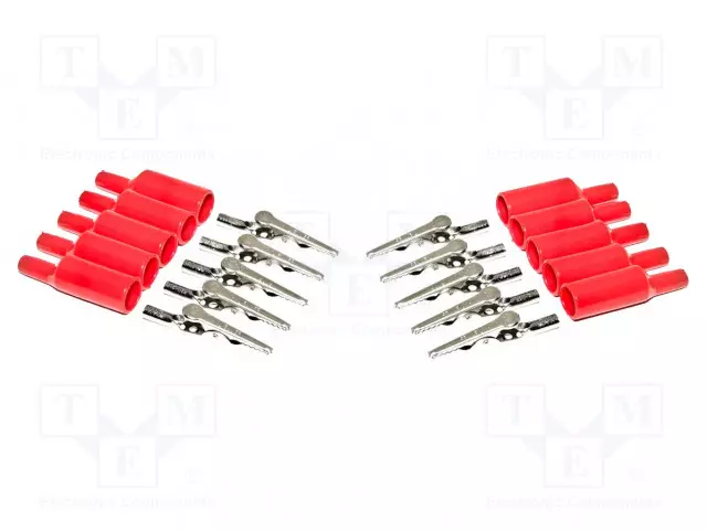 HAUENLEUKA - 10A - PUNAINEN - LEVITYSALUE: MAX.8MM - KOK.PIT: 51MM - Krokotiili klipsit - BU-P2240-2 - 1