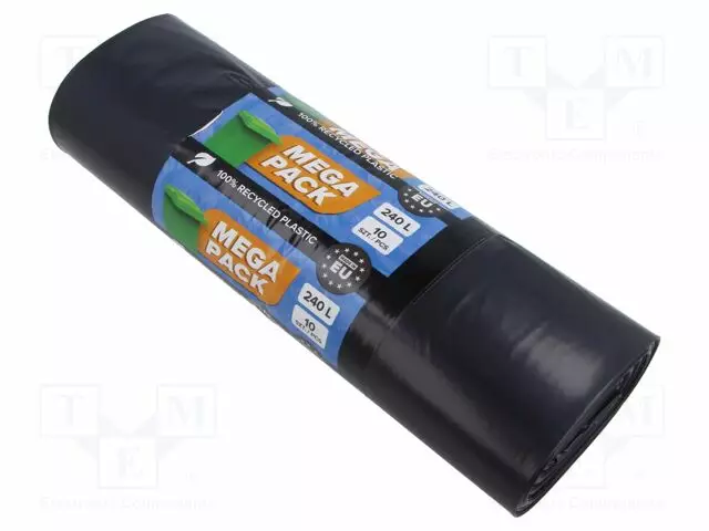 JÄTESÄKIT - LDPE - MUSTA - 240L - 10KPL - MEGA PACK - Pakkaaminen ja suojaus - SOLID-5922 - 1