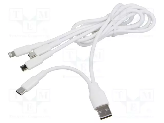 KAAPELI - USB 2.0 - NIKKELÖITY - 1,2M - VALKOINEN - 10W - USB kaapelit ja adapterit - AK-USB-52 - 1